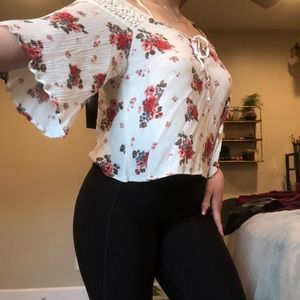floral white blouse